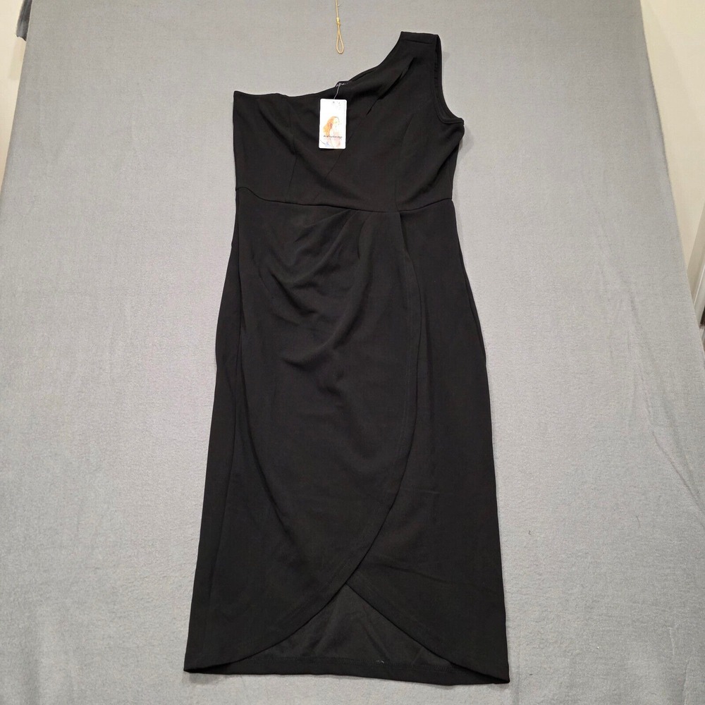 Pretty Garden Womens Single Shoulder Formal Black‎ Dress Size Large